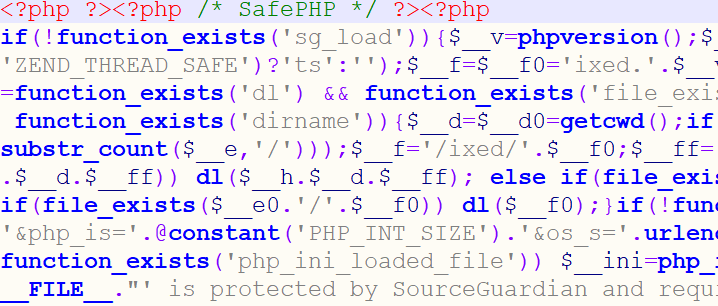 PHP代码加密后效果